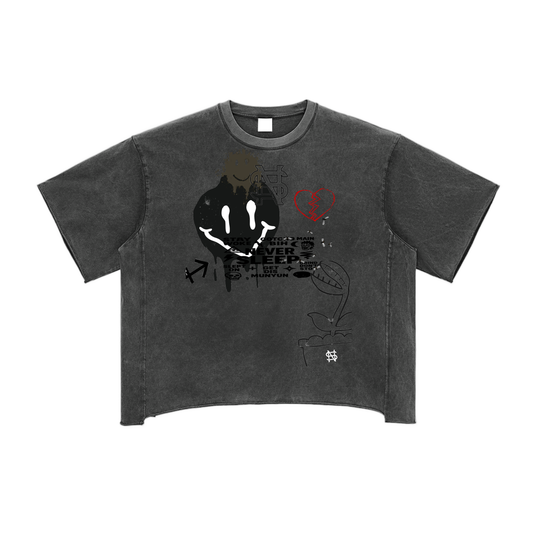 Raw Edge Snow Washed Boxy T-Shirt